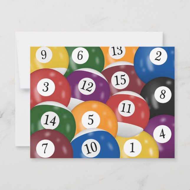 Billiard Balls 52nd Birthday Invitation (Front)