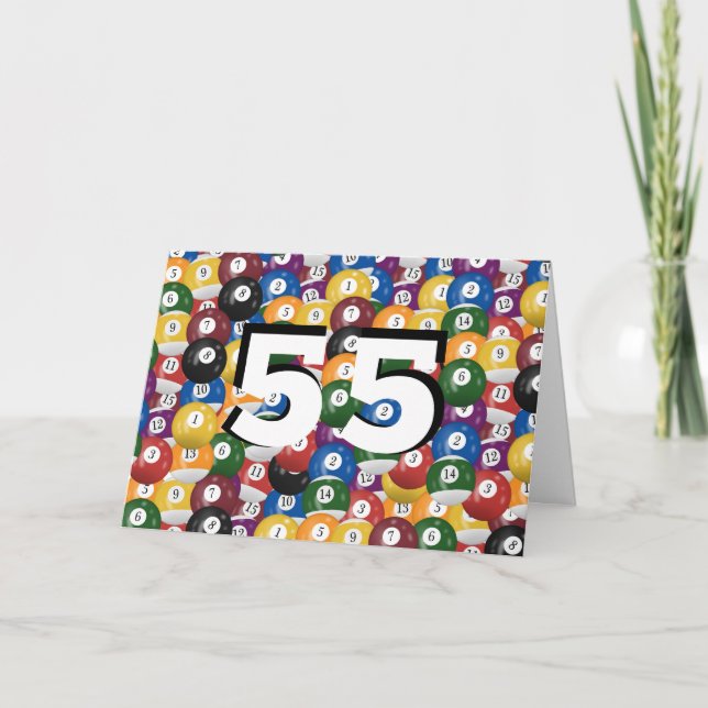 Billiard Balls 55th birthday Card (Front)