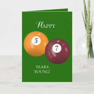 Billiard Balls 57th birthday Card
