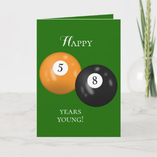 Billiard Balls 58th birthday Card