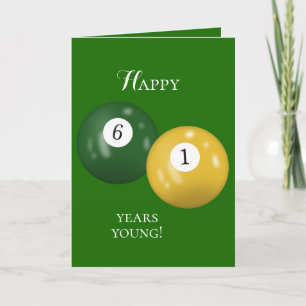 Billiard Balls 61st birthday Card