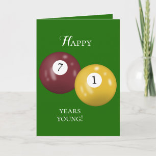 Billiard Balls 71st birthday Card