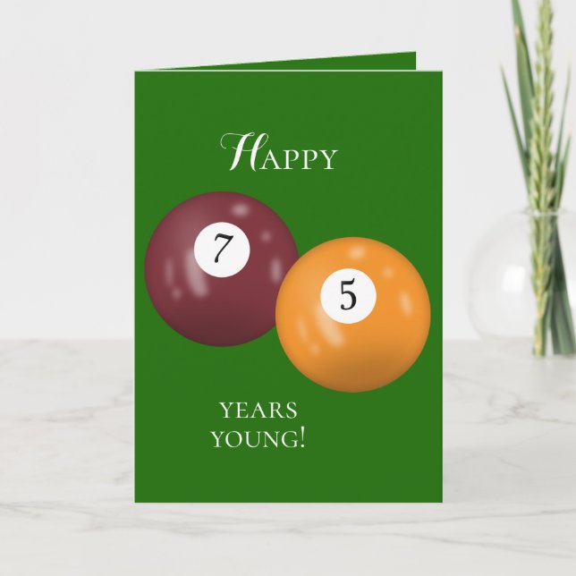 Billiard Balls 75th birthday Card (Front)