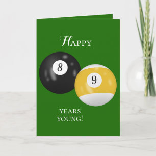 Billiard Balls 89th birthday Card