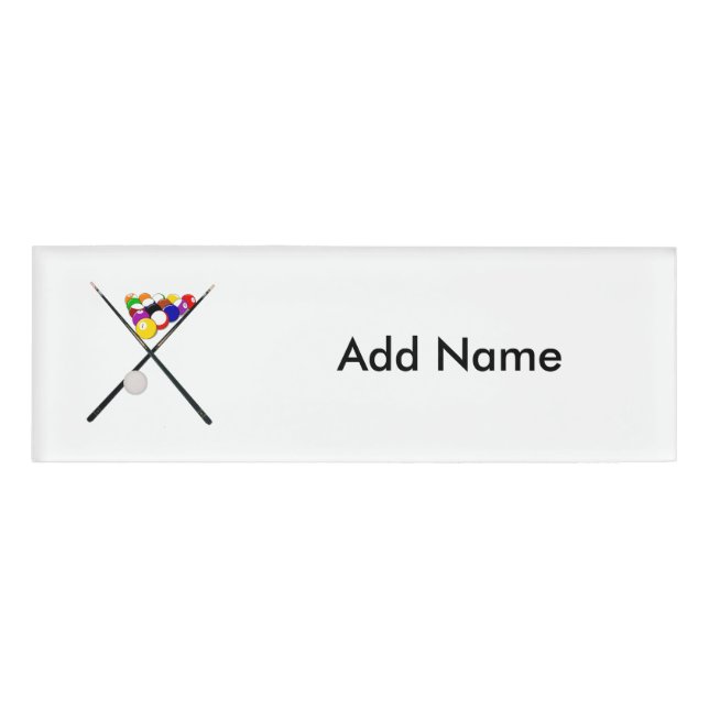 Billiard Balls and Pool Cues Name Tag (Front)