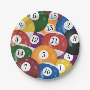 Billiard Balls Background Paper Plate