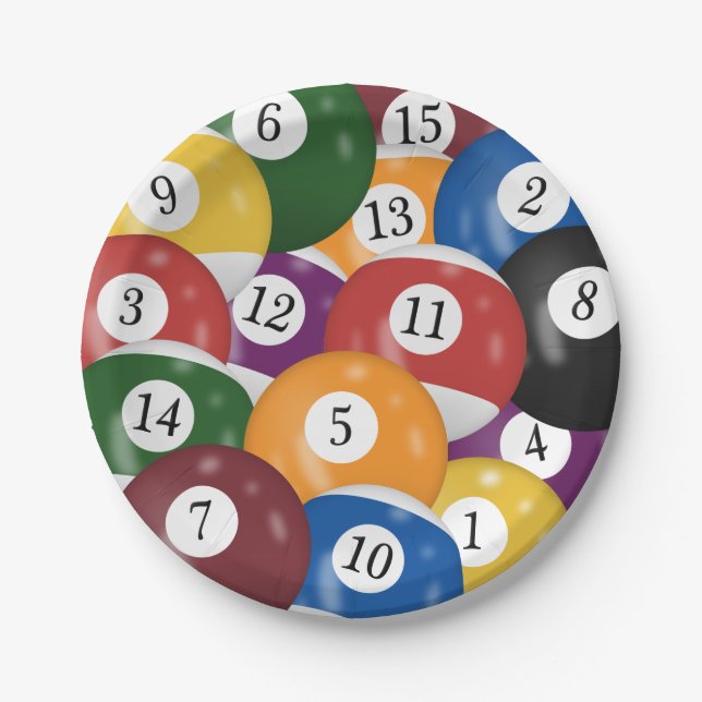 Billiard Balls Background Paper Plate (Front)
