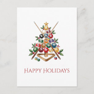 Billiard Balls Christmas Tree Holiday Christmas Postcard