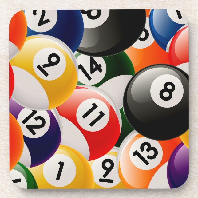 Billiard Balls Collage Coaster (Front)