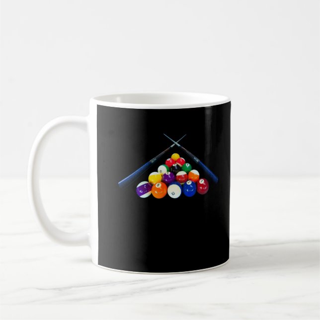 Billiard Balls Cue Pool 8 Ball Player Coffee Mug (Left)