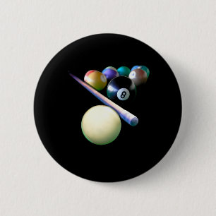 Billiard Balls Cue Snooker Pool Player 6 Cm Round Badge