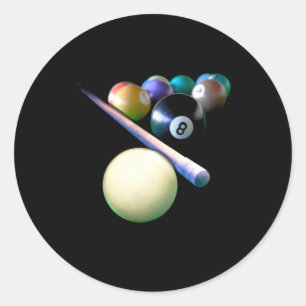 Billiard Balls Cue Snooker Pool Player Classic Round Sticker