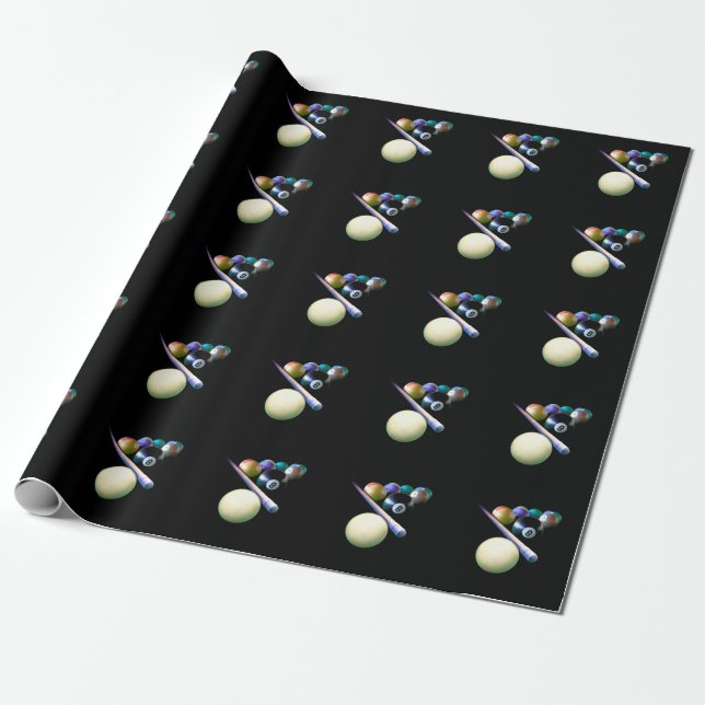 Billiard Balls Cue Snooker Pool Player Wrapping Paper (Unrolled)