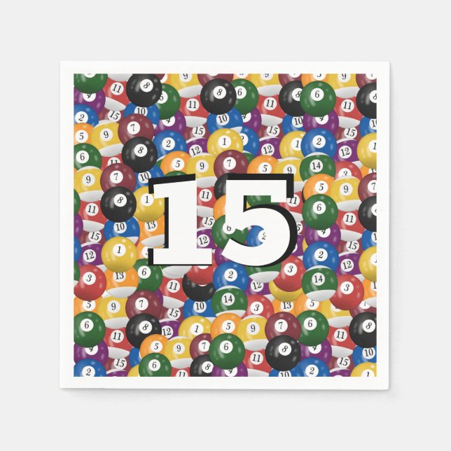 Billiard Balls for 15th birthday Napkin (Front)