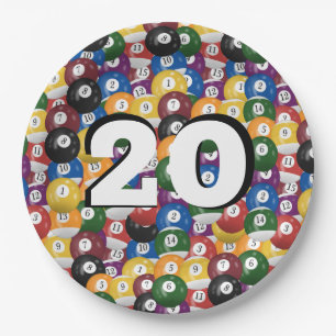Billiard Balls for 20th birthday Paper Plate