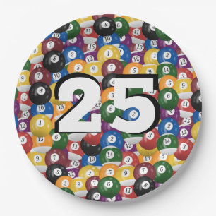 Billiard Balls for 25th birthday Paper Plate