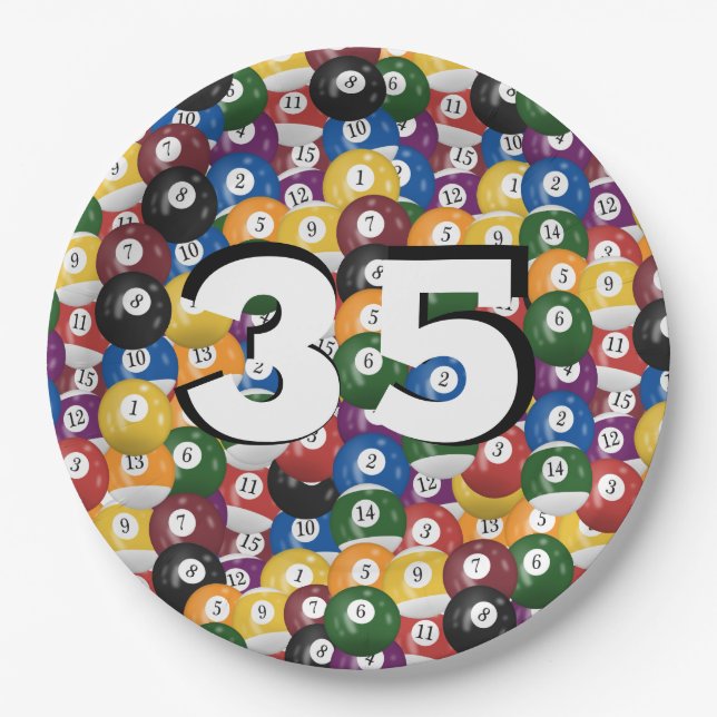 Billiard Balls for 35th birthday Paper Plate (Front)