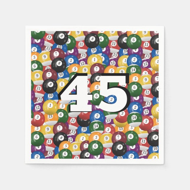 Billiard Balls for 45th birthday Napkin (Front)