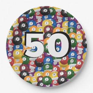 Billiard Balls for 50th birthday Paper Plate