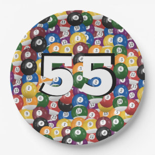 Billiard Balls for 55th birthday Paper Plate