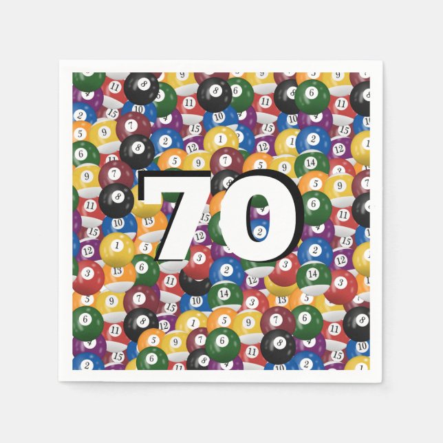 Billiard Balls for 70th birthday Napkin (Front)