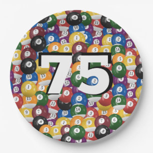 Billiard Balls for 75th birthday Paper Plate