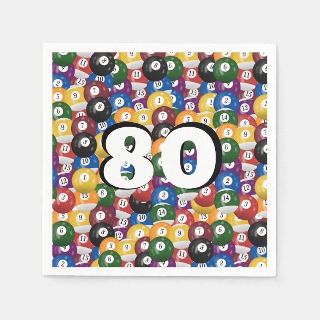 Billiard Balls for 80th birthday Napkin (Front)