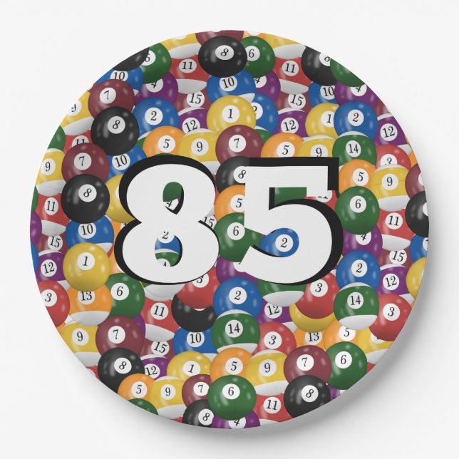 Billiard Balls for 85th birthday Paper Plate (Front)
