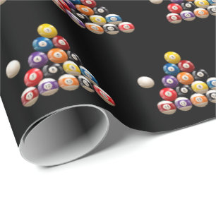Billiard Balls on Black Wrapping Paper