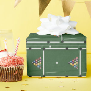 Billiard balls on pool table wrapping paper