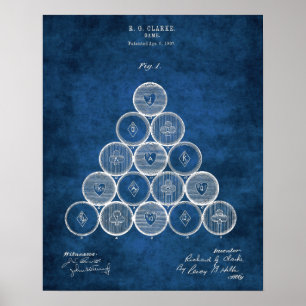Billiard Balls Patent Print1 Pool Game Room Decor