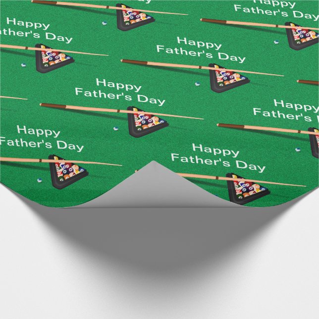 Billiard Balls Pool Stick Father's Day Wrapping Paper (Corner)