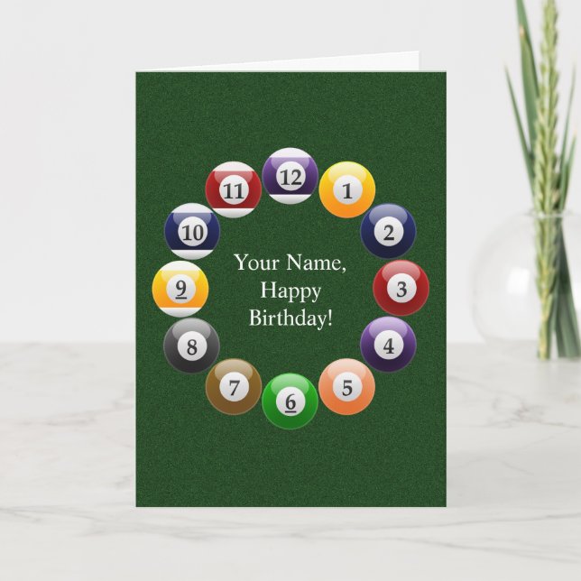 Billiard Balls Shiny Colorful Pool Snooker Sports Card (Front)