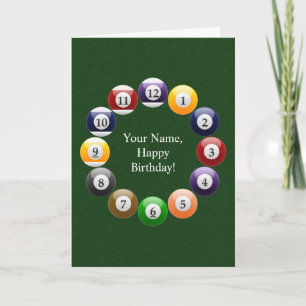 Billiard Balls Shiny Colorful Pool Snooker Sports Card