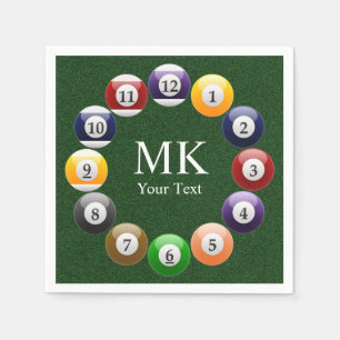 Billiard Balls Shiny Colourful Pool Snooker Sports Napkin