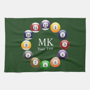 Billiard Balls Shiny Colourful Pool Snooker Sports Tea Towel