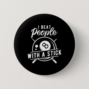 Billiard Beat People With A Stick Funny Billiard Q 6 Cm Round Badge
