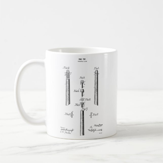 Billiard Blueprint Pool Game Coffee Mug for Him (Left)