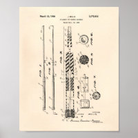 Billiard Cue Handle 1968 Patent Art - Old Peper
