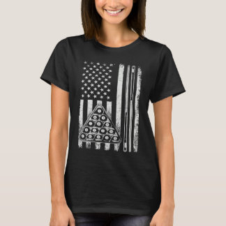 Billiard Game USA American Flag Pool Player Sport T-Shirt