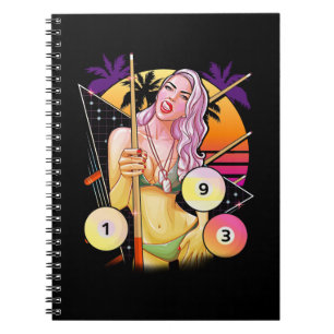 Billiard Girl Vaporwave 80s 90s Snooker Pool Notebook