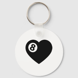 Billiard Heart Love Pool Player Valentine Poll Bal Key Ring