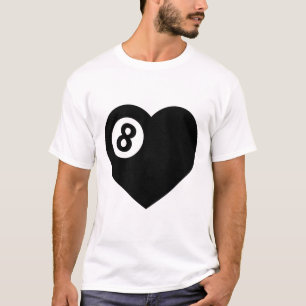 Billiard Heart Love Pool Player Valentine Poll Bal T-Shirt