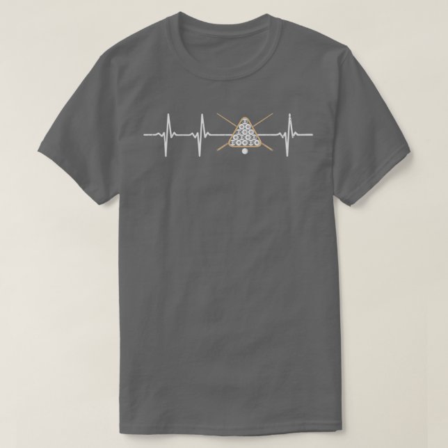 Billiard Heartbeat Pool Player Gift T-Shirt (Design Front)