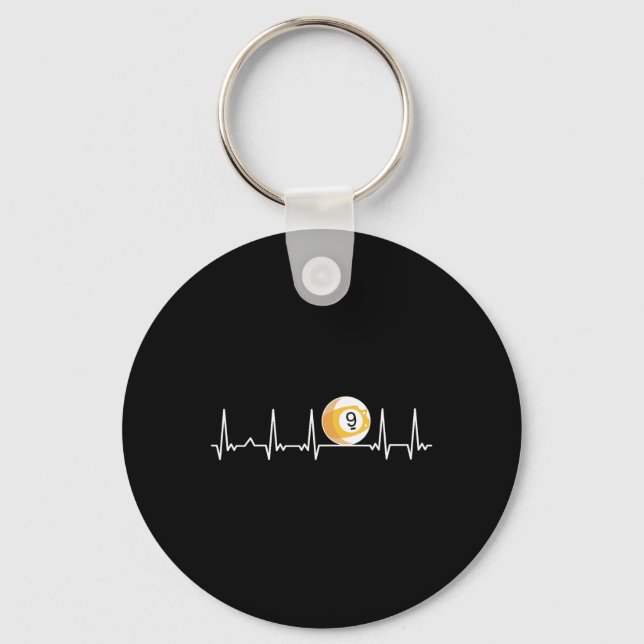 Billiard Heartbeat Snooker Pool Chalk Billiard Pla Key Ring (Front)