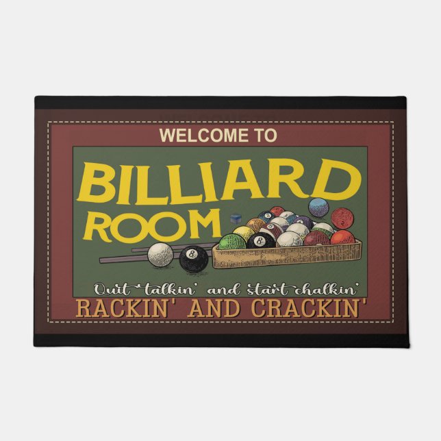 Billiard Lover Mat, Billiard Doormat, Pool Player Doormat (Front)