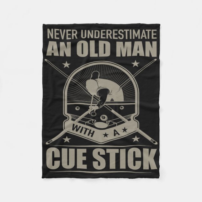 Billiard - Never Underestimate An Old Man With A C Fleece Blanket (Front)