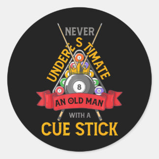 Billiard Never Underestimate An Old Man With A Classic Round Sticker