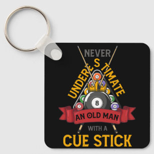 Billiard Never Underestimate An Old Man With A Cue Key Ring
