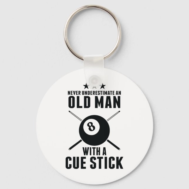 Billiard Never Underestimate An Old Man With A Cue Key Ring (Front)